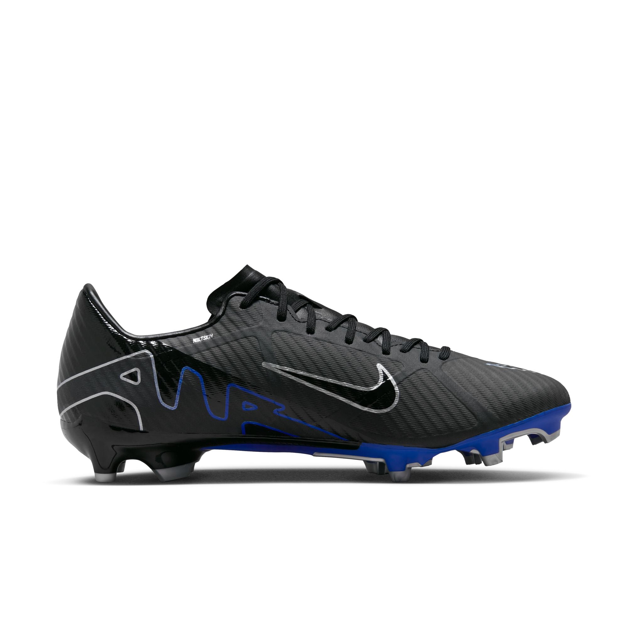 Nike Air Zoom Mercurial Vapor 15 Elite FG Firm Ground Soccer Cleats - Black, Chrome & Hyper Royal