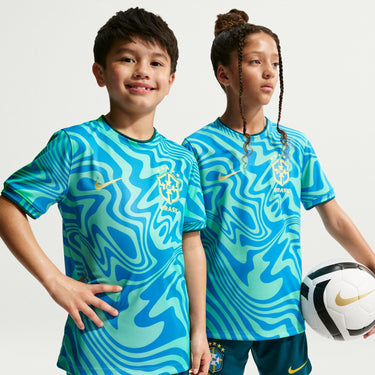 Brazil Big Kids' Nike Dri-FIT Soccer Pre-Match Short-Sleeve Top
